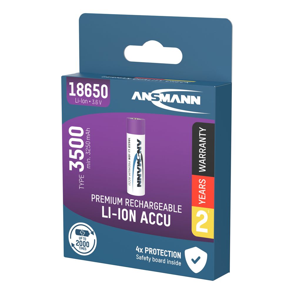 Ansmann 18650 aku 3500 mAh (min 3250 mAh)