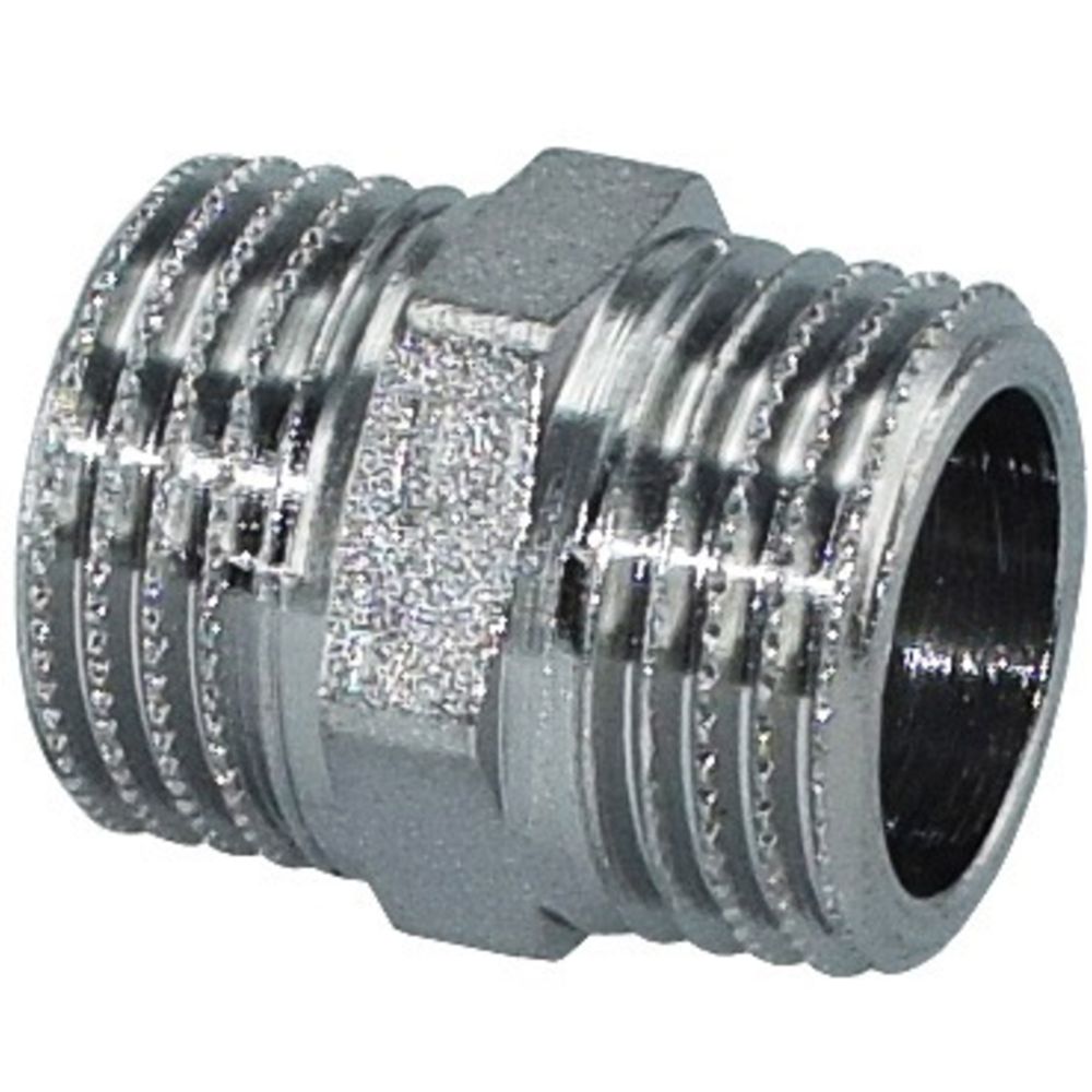 Övergångsnippel, förkromad 1/2"-->1/2"