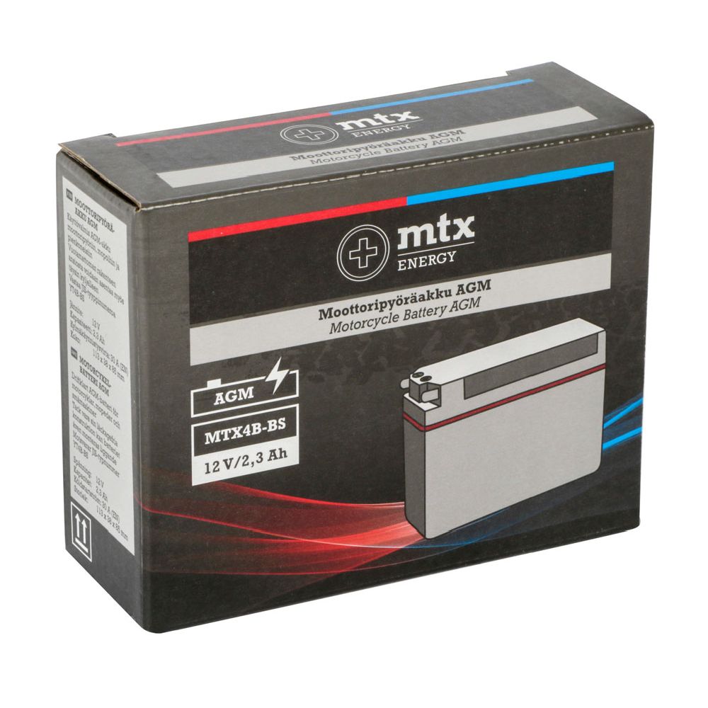 MTX Energy AGM-aku 12 V 2,3 Ah "MTX4B-BS" (P113 x L38 x K85 mm)