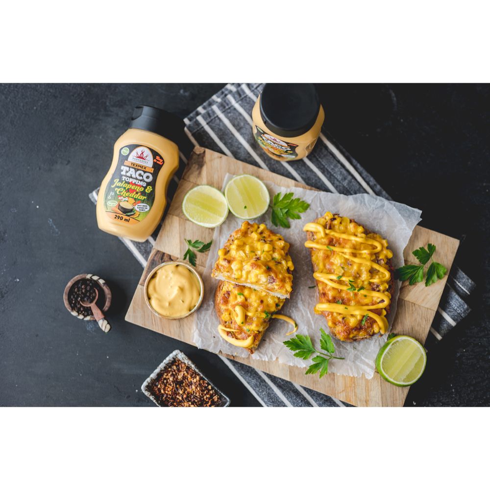 Poppamies Texmex Taco Topping Jalapeno & Cheddar Style kaste, 290 ml