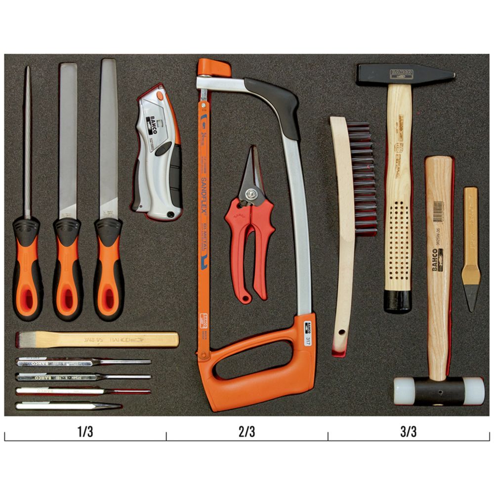 Bahco FF1A07 Fit&Go 3/3 viilide ja lööktööriistade komplekt 15 osa