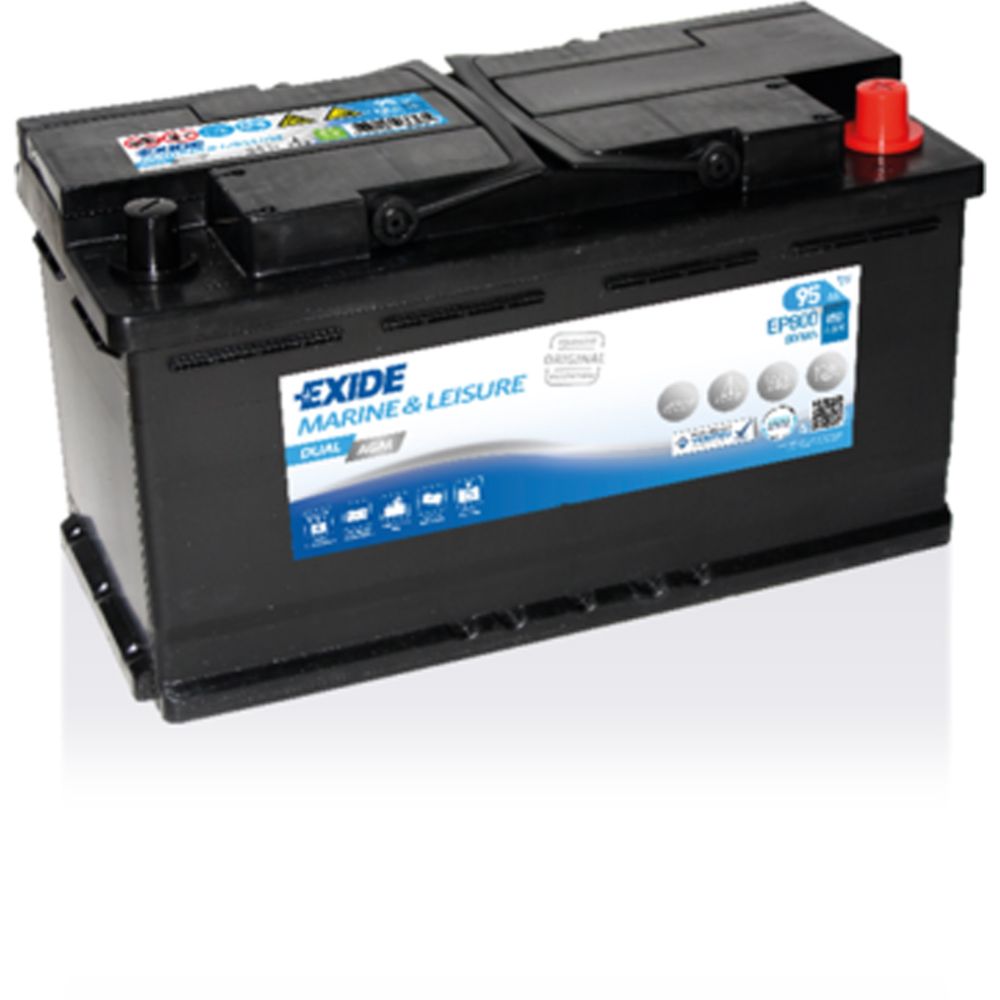 Exide Dual AGM EP800 95 Ah / 850 A aku, P 353 x L 175 x K 190, -+