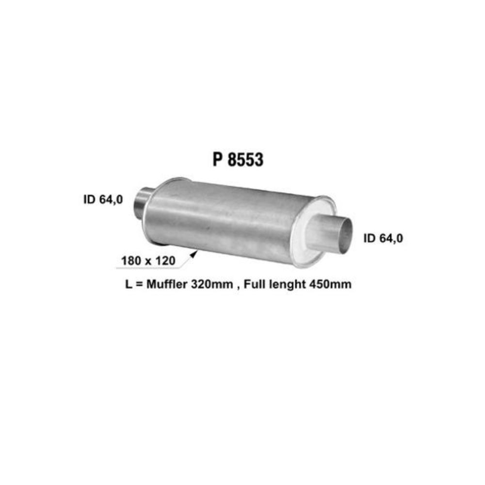 2-1/2" ø 11/19 x 32 cm ljuddämpare ø 63 mm
