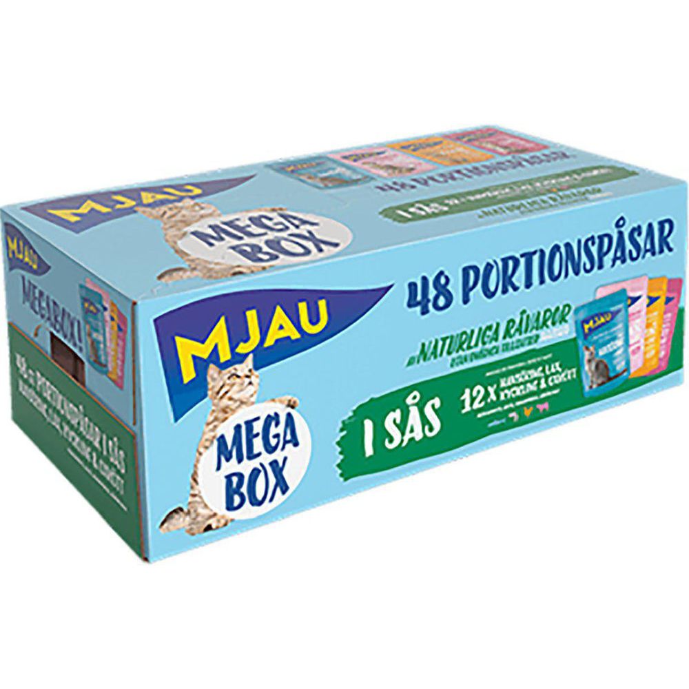 Mjau Pouch megabox kött o fisk i sås 48 x 85 g