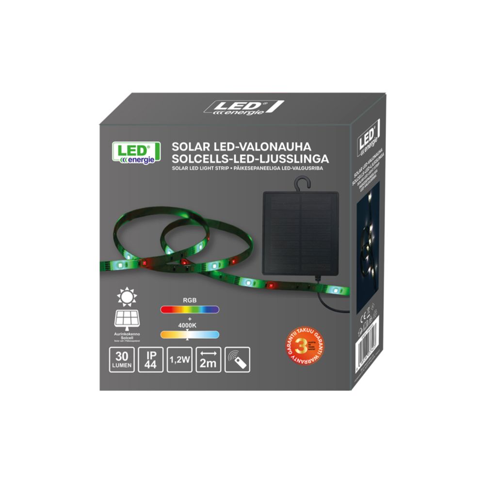 Led Energie Solar LED-nauha RGB+W 1,2 W 4000K 2m IP44
