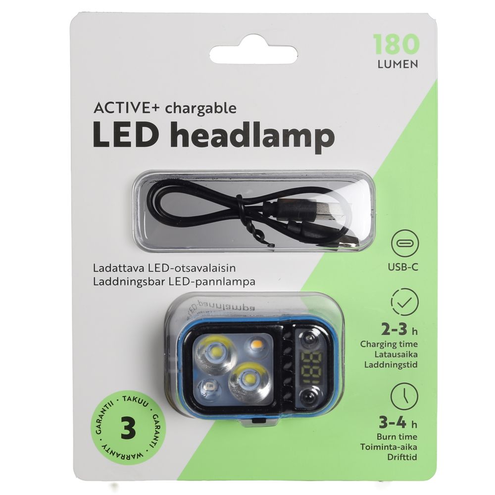MTX Active+ LED-otsavalaisin 180 lm sensorilla ladattava