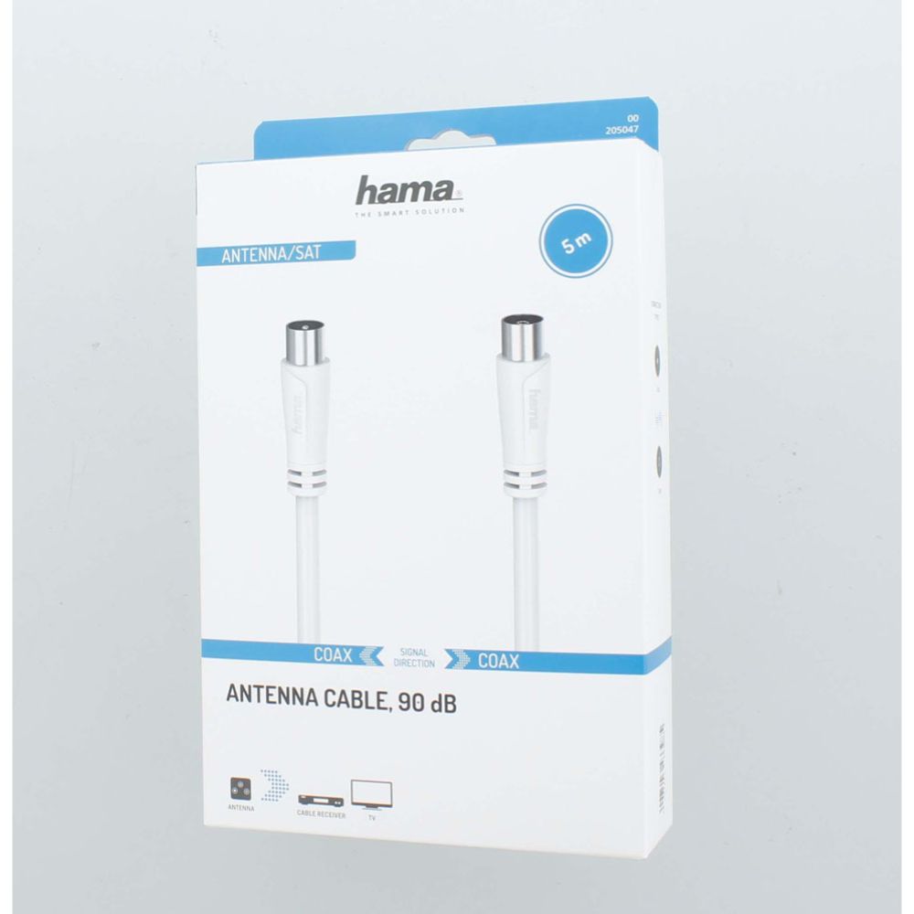 Hama antennikaabel Coax isane - Coax emane 5,0 m 90 dB valge