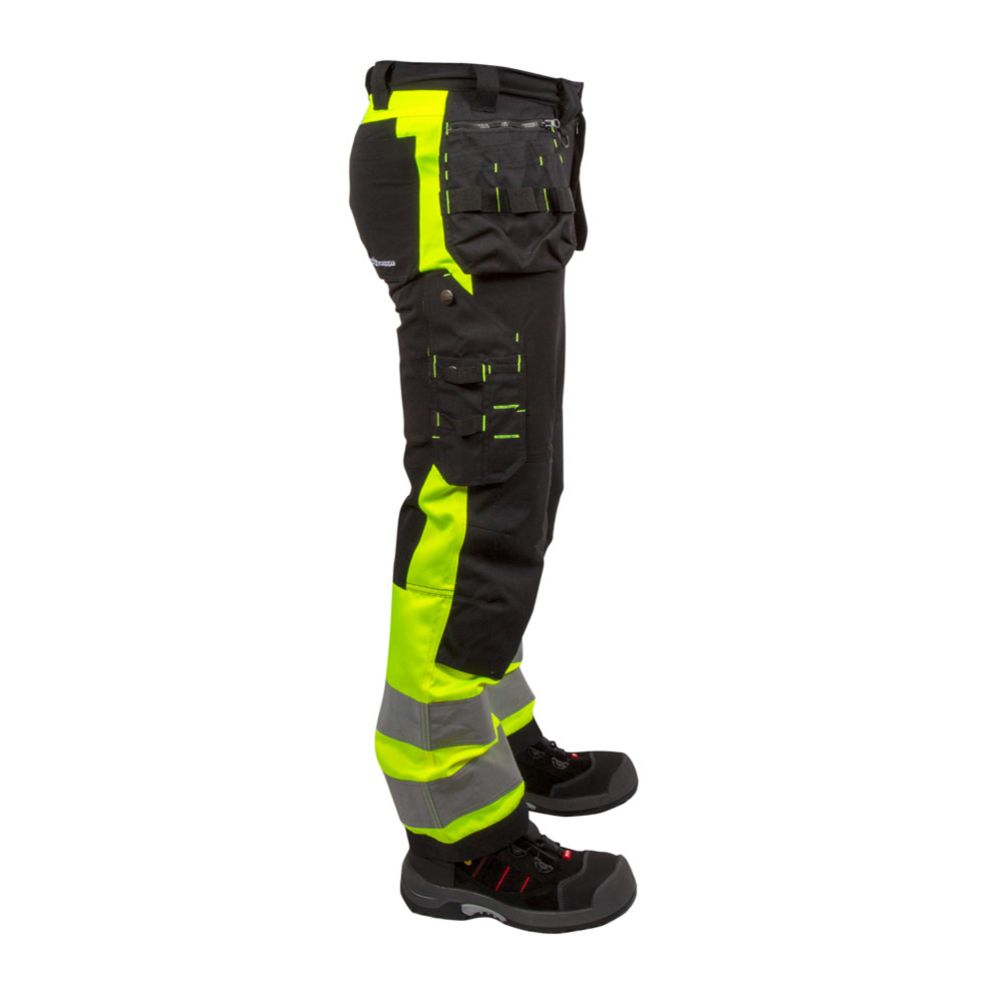 MTX Workgear riipputaskuhousut stretch hi-vis keltainen/musta 50