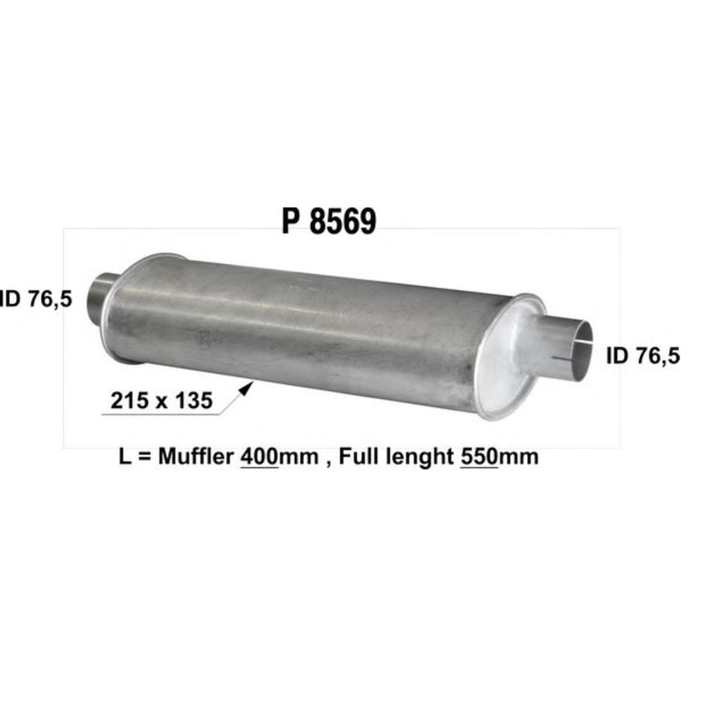 3"-vaimennin ø14/22x40cm (ø76mm)