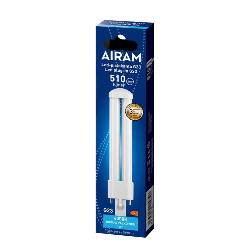 Airam LED pistiklamp, G23, 5,7 W, 4000 K, 510 lm