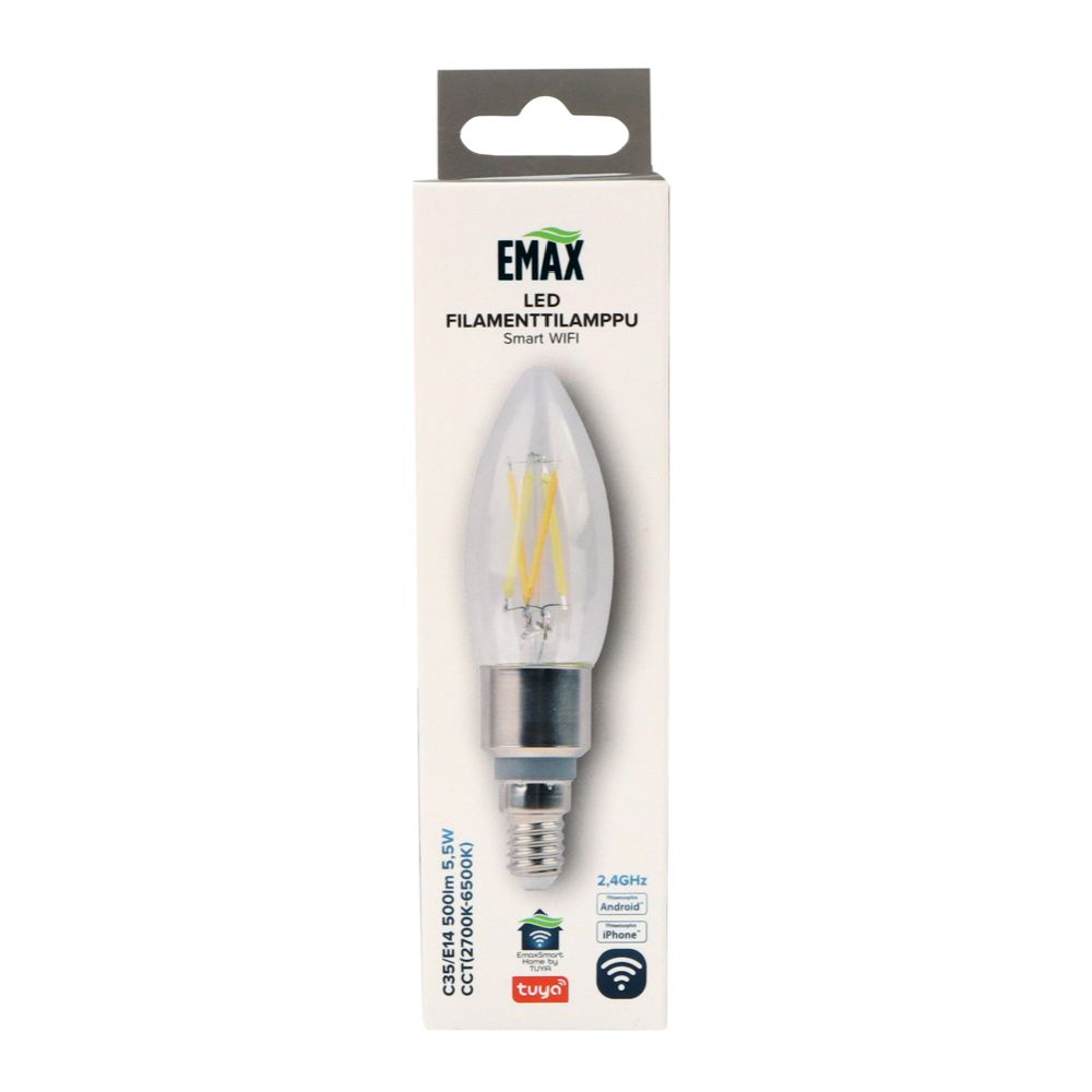 Emax Smart Home LED-filamenttilamppu C35 E14 500lm