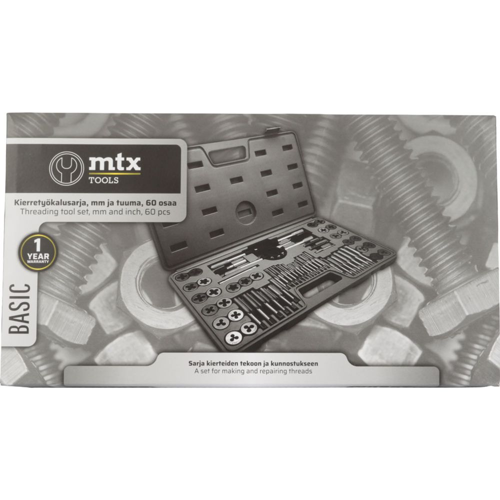 MTX Tools Basic 60-osaline keermestuskomplekt, mm ja tollid