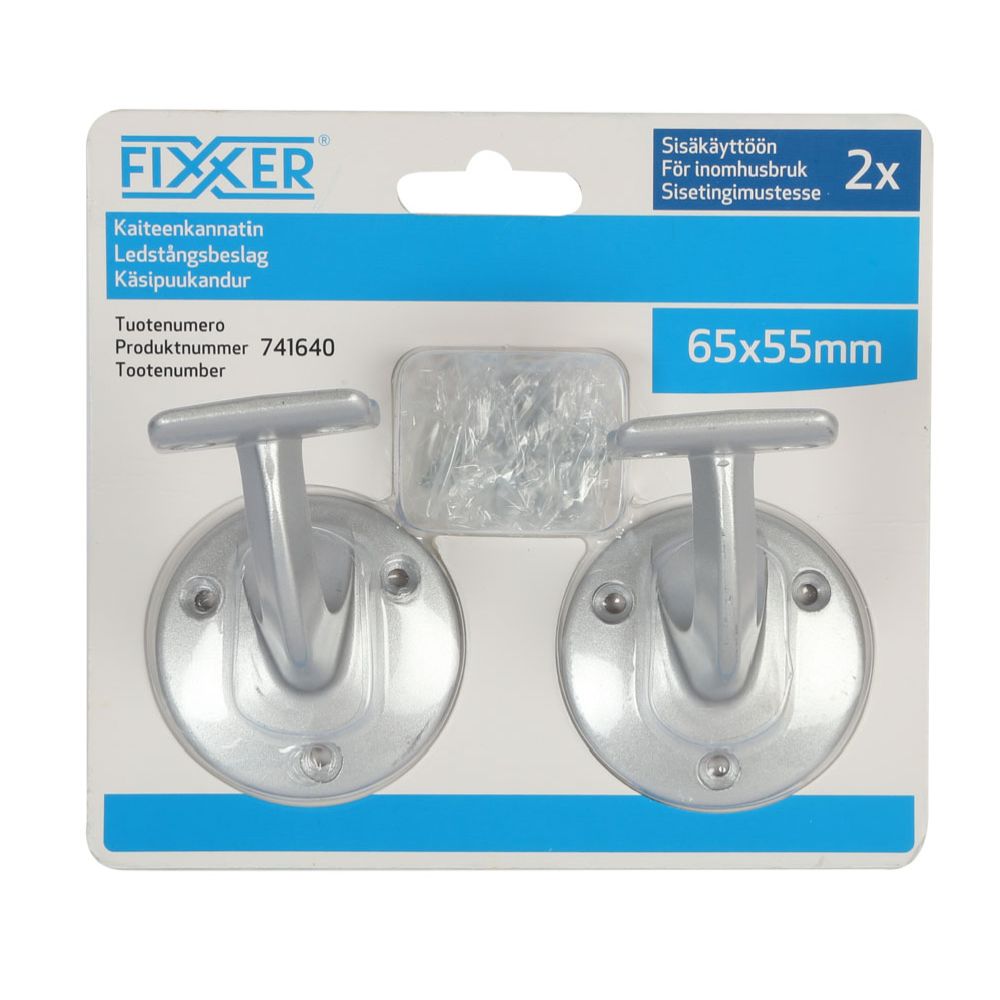 Fixxer® alumiininen kaidekannatin 65 x 55 mm 2 kpl