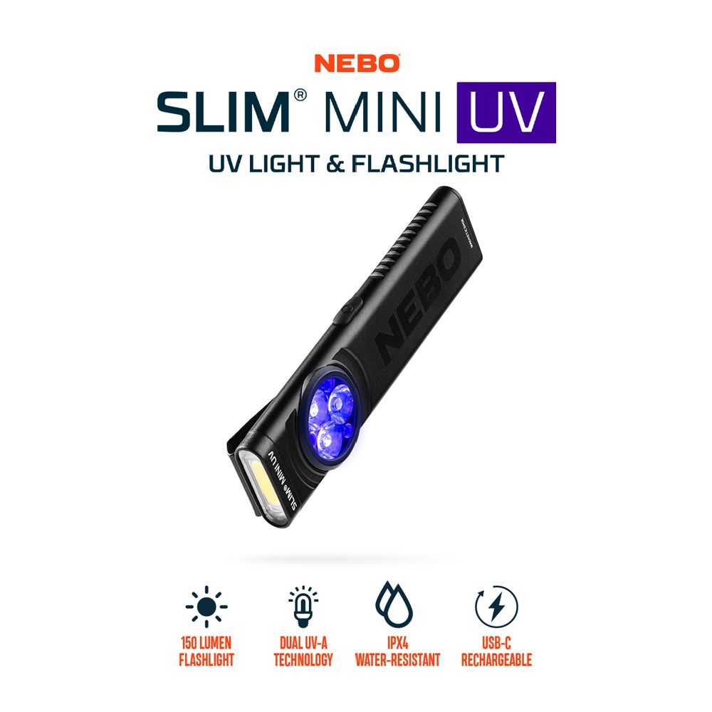 Nebo Slim Mini UV RC taskulamppu ladattava