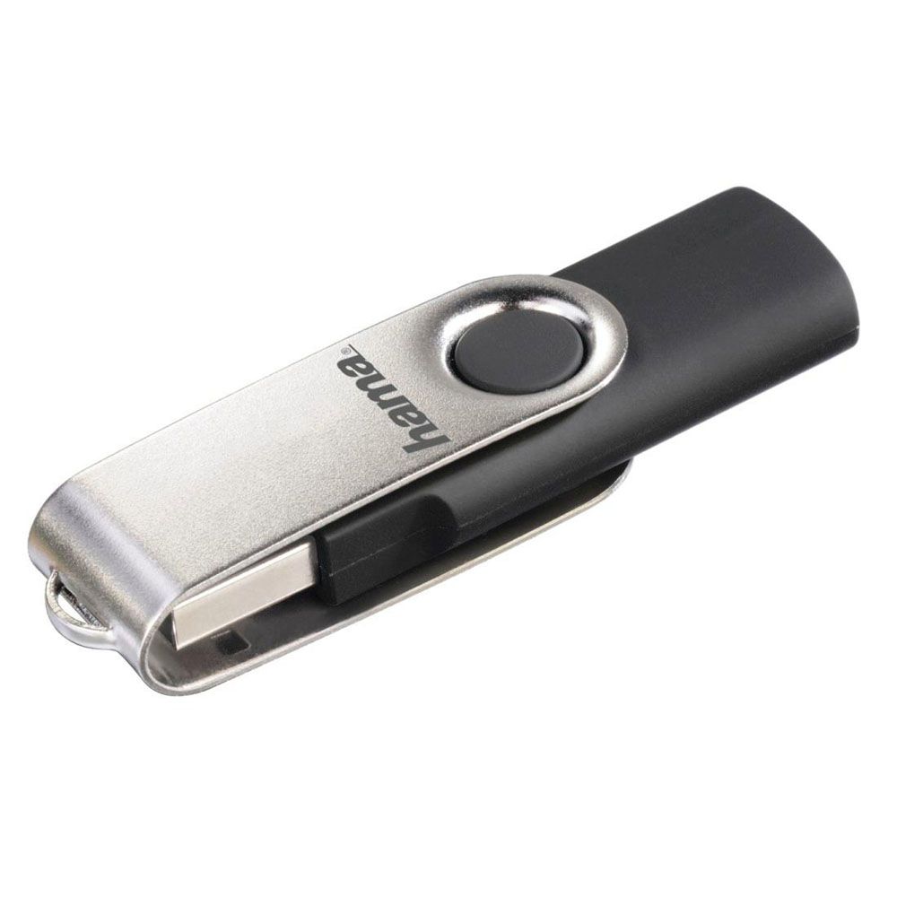 Hama Rotate muistitikku USB 64GB USB 2.0, 10 MB/s, musta/hopea