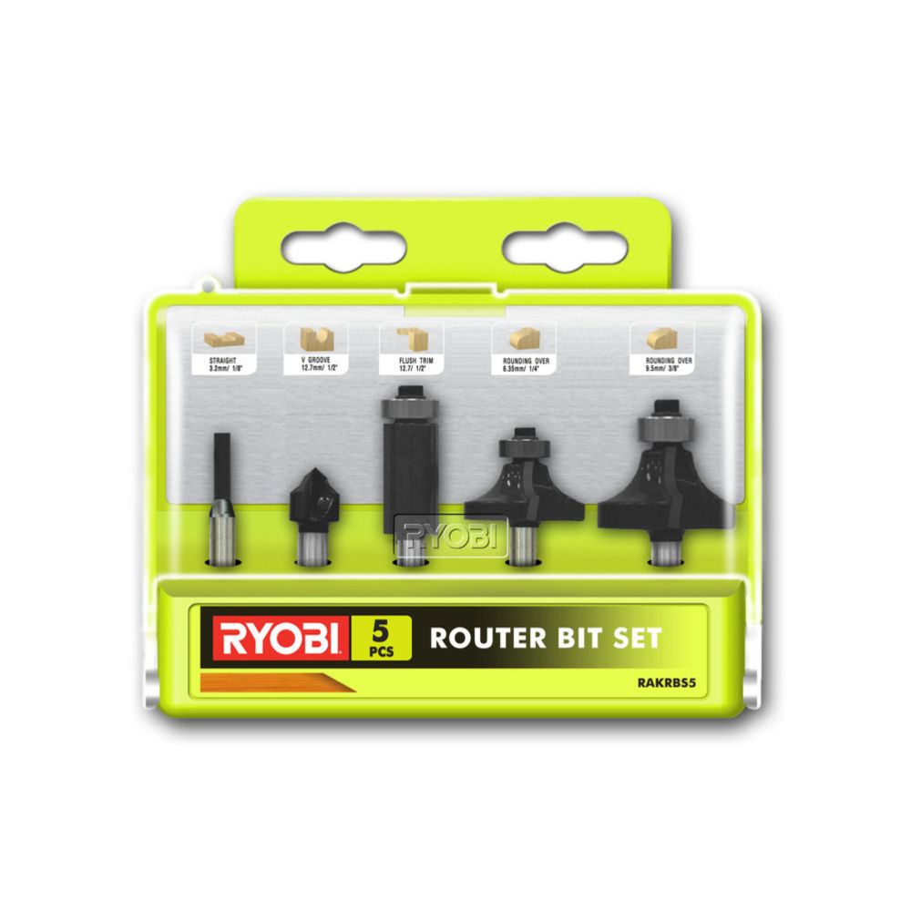 Ryobi ONE+ yläjyrsimen teräsarja 6 mm 5 osaa RAKRBS5