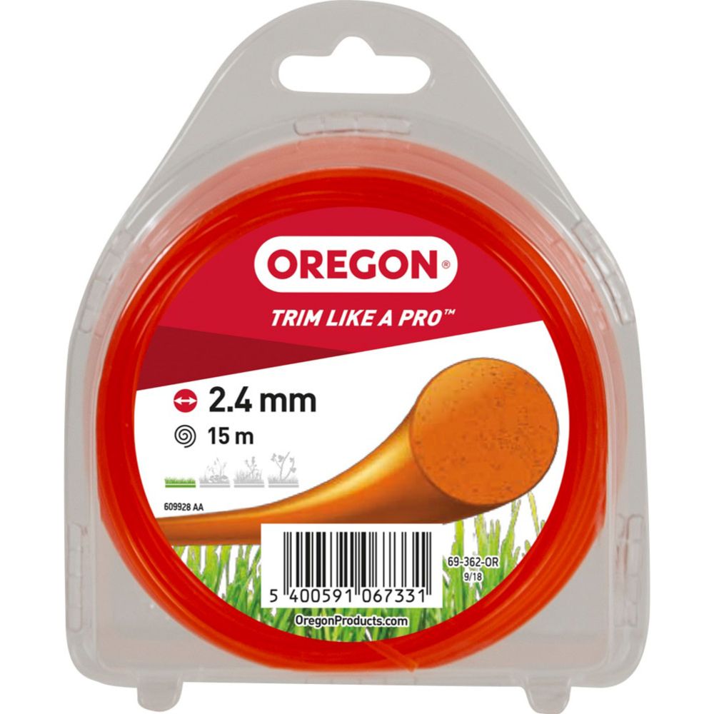 Oregon trimmerin siima 2,4 mm x 15 m oranssi