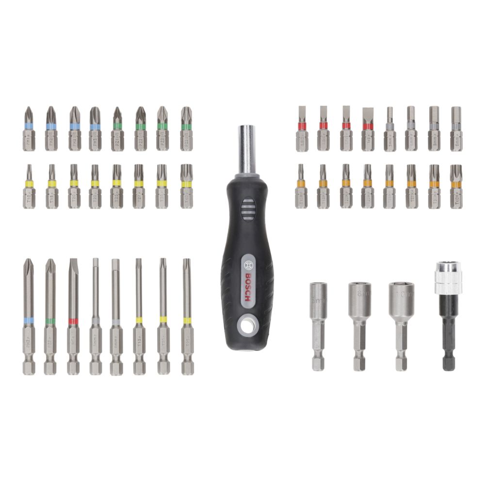 Bosch tarvikesarja kahvalla 44+1 osaa