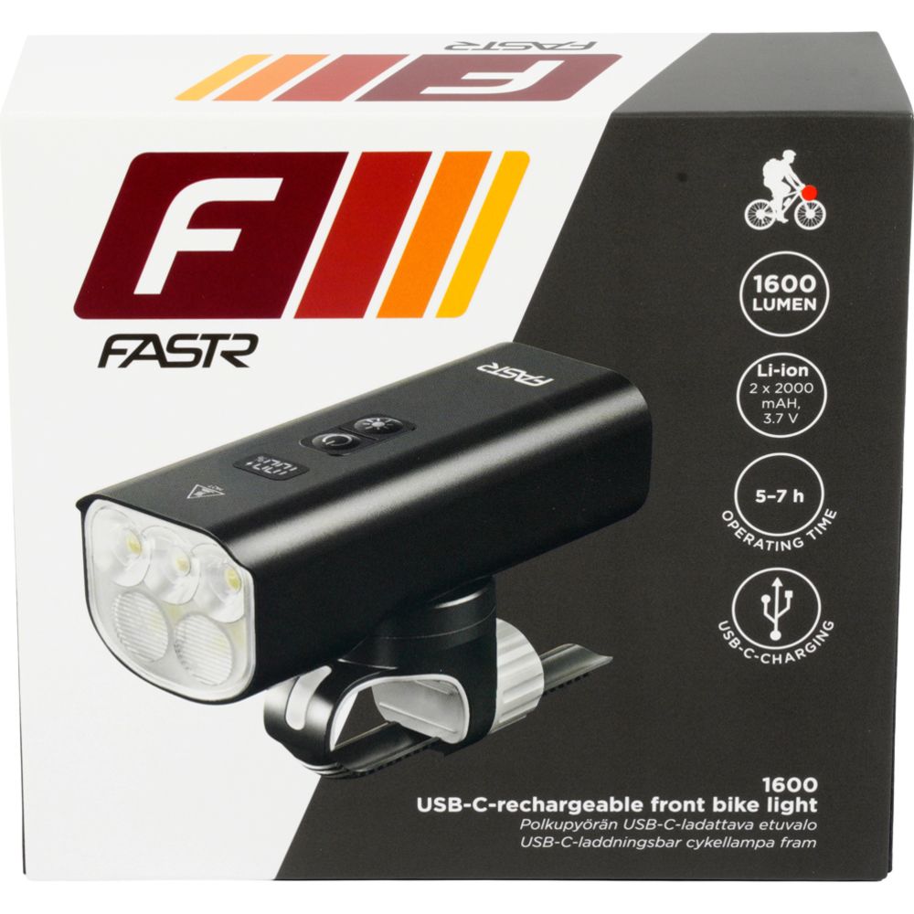 Fastr 1600 cykellampa fram USB-laddning