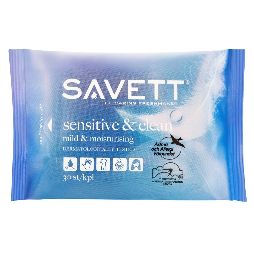 Savett Sensitive&Clean kosteuspyyhe 30 kpl