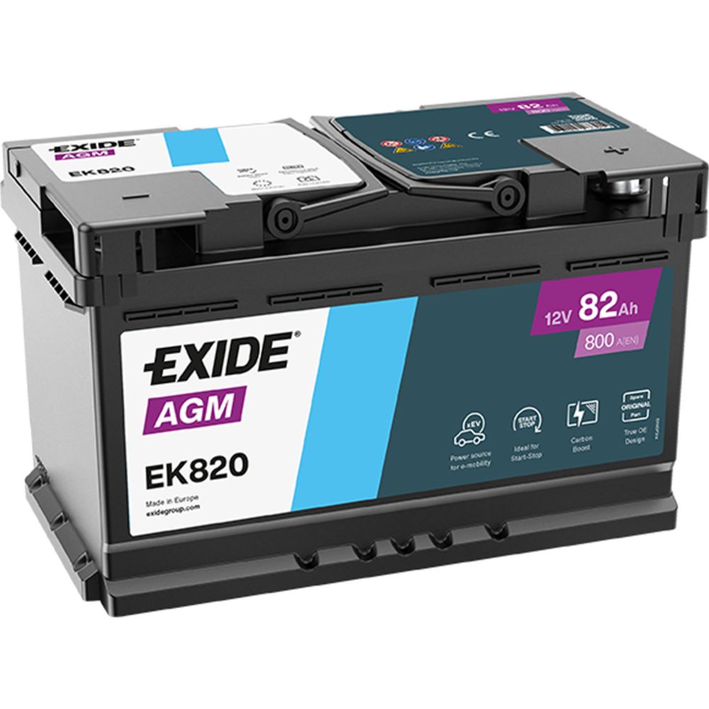 Exide EK820 82 Ah / 800 A akku P315 x L175 x K190 -+