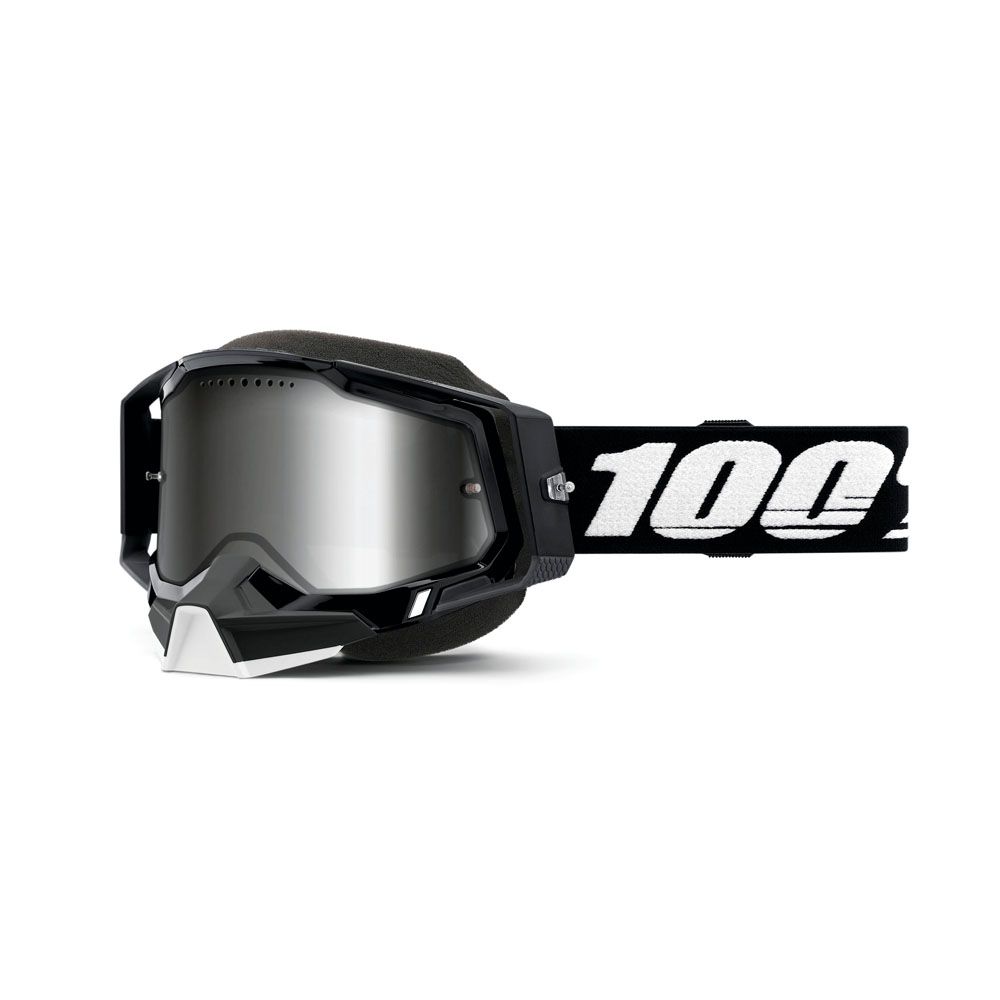 100% Racecraft 2 Black snöskoterglasögon silver spegellins