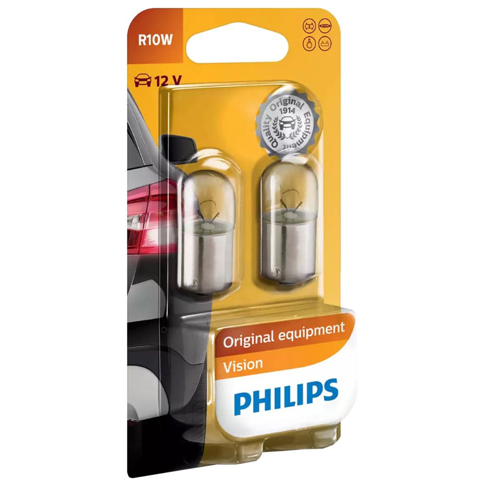 Philips BA15s metallsockellampa 12V 10W R10W 2 st.