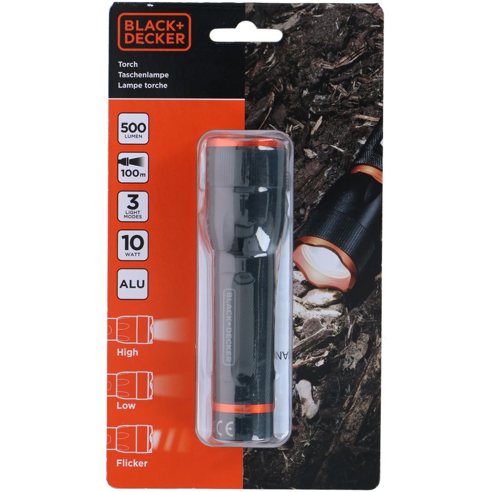 Black+Decker taskulamp, 500 lm, 100 m, 3 x AAA