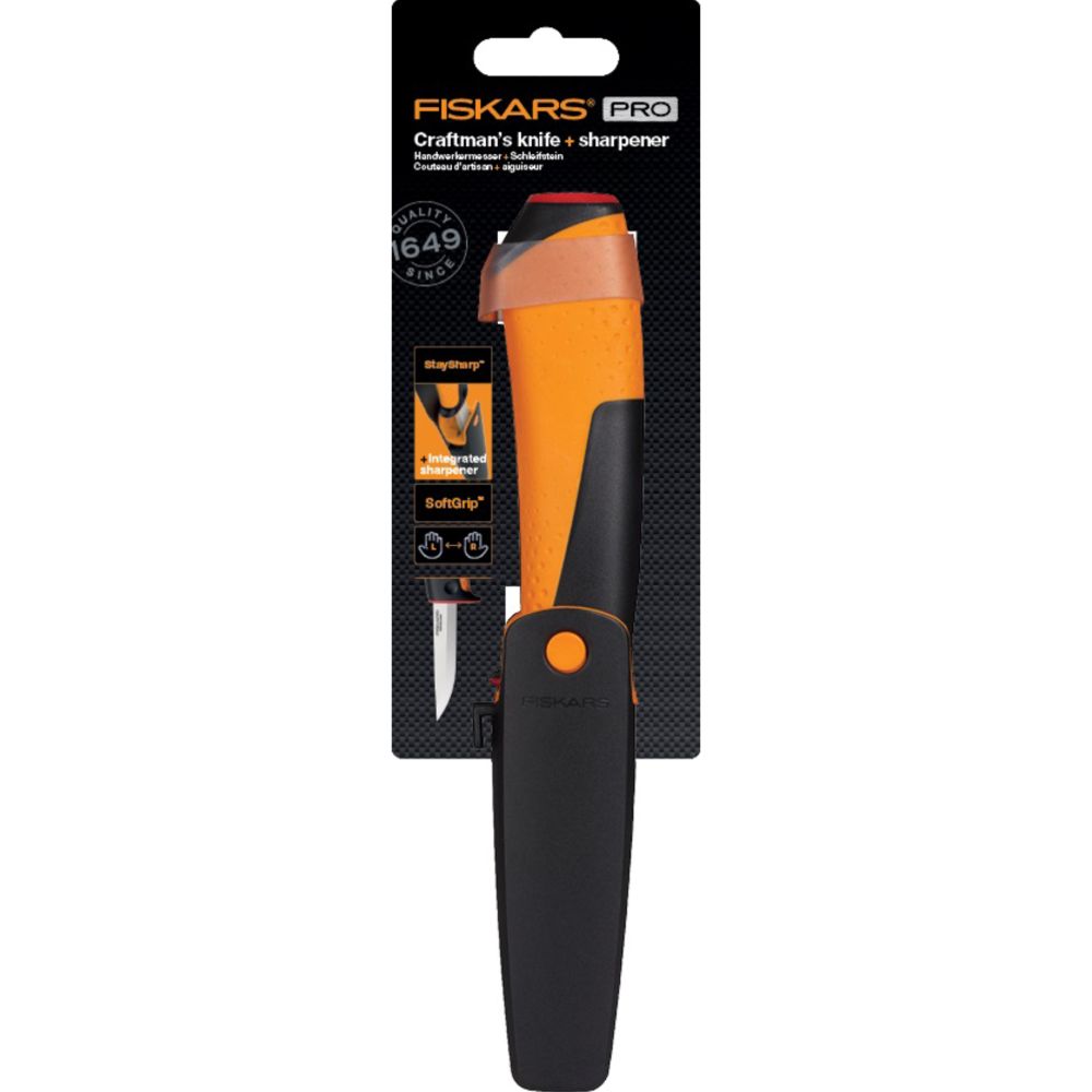 Fiskars PRO StaySharp puusepanuga koos teritajaga