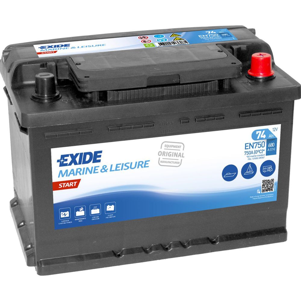 Exide Start EN750 aku 74 Ah / 680 A P280 x L175 x K190 -+