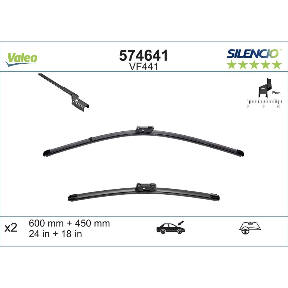 Valeo X-trm/AeroTwin VM441/VF441/A187S pyyhkijänsulkapari 60 + 45 cm