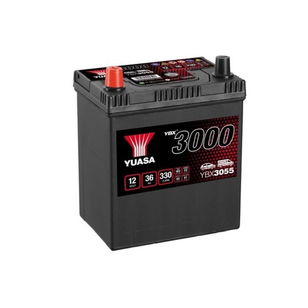 Yuasa YBX3055 36Ah / 330A akku P187 x L127 x K227 +-