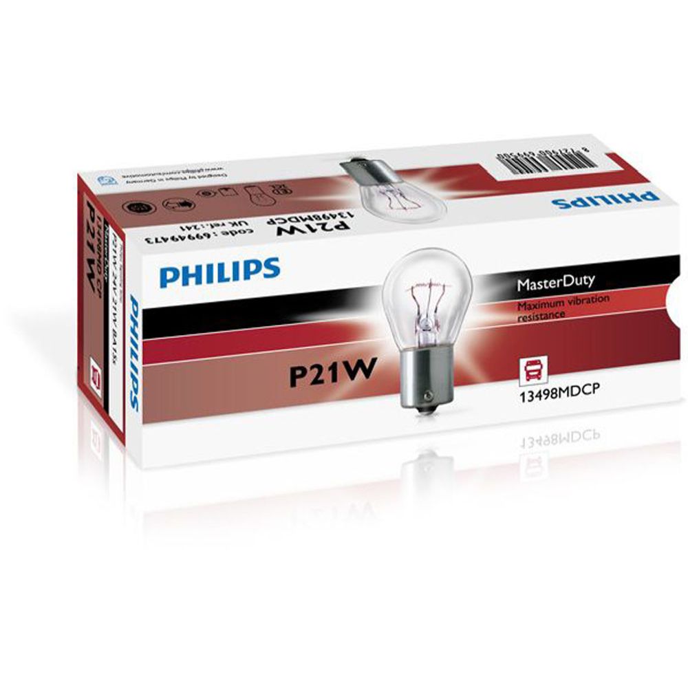 Philips Masterduty BA15s metallsockellampa 24 V 21 W P21W 10 st.