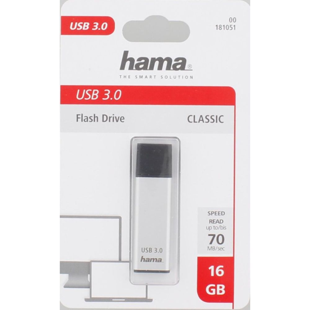 Hama Classic USB-minne 16 GB USB 3.0, 70 MB/s, silver