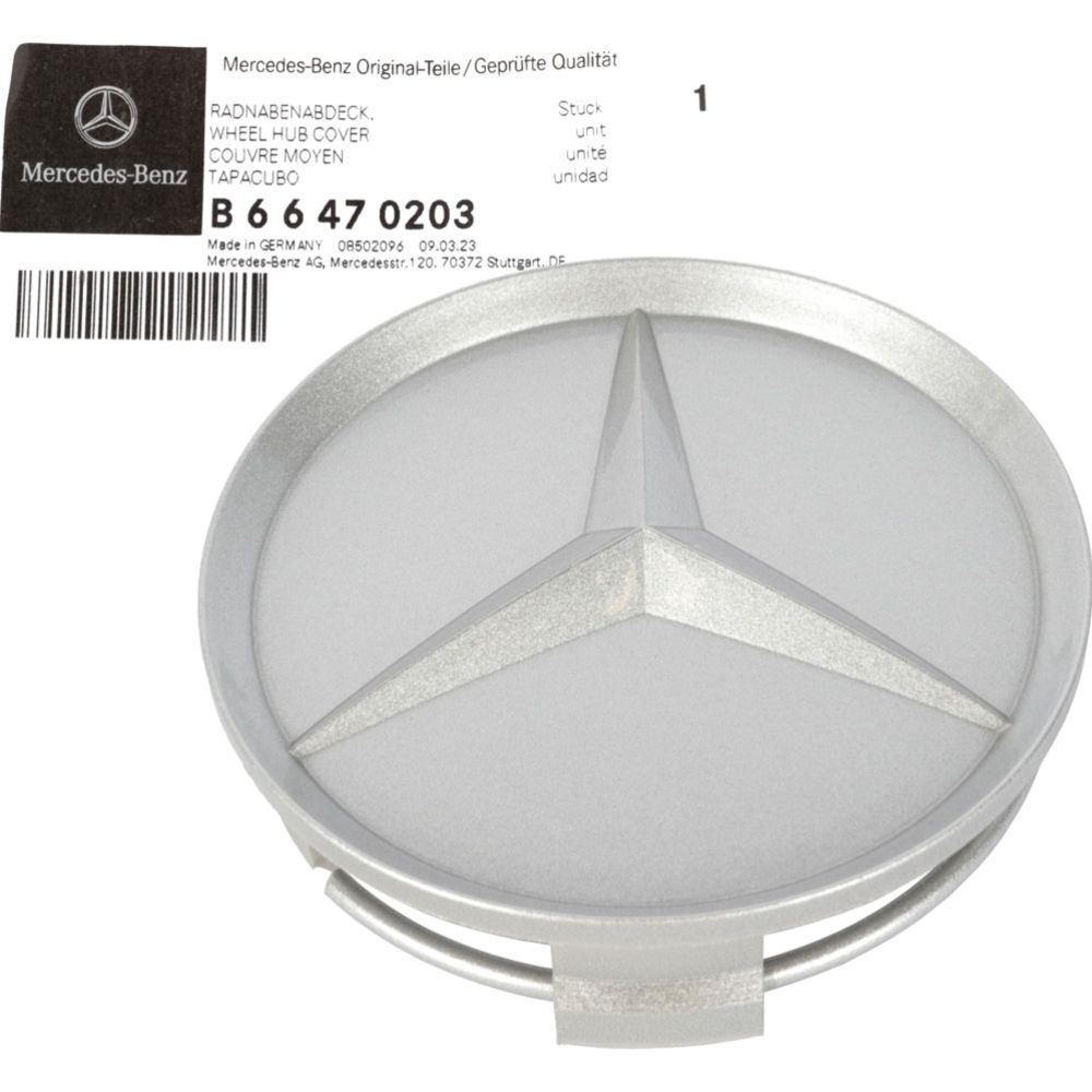 Vanteen keskiömerkki Mercedes harmaa upotettu tähti  Ø75mm alkuperäinen