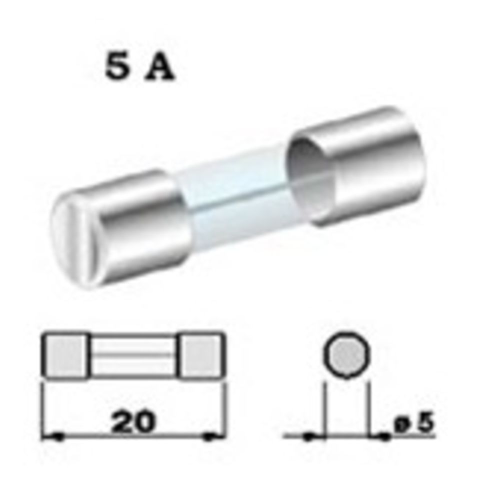 Glassäkring 5 A 5 x 20 mm 5 st. 12/24 V
