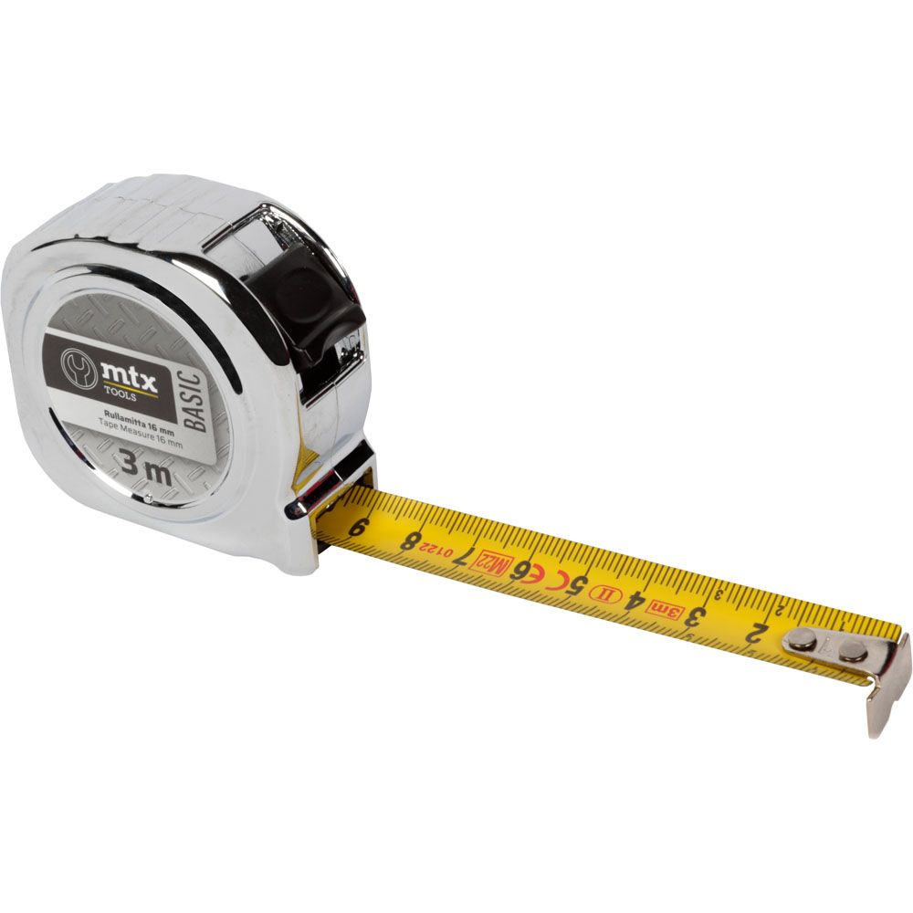 MTX Tools Basic mõõdulint kroomitud korpuses 16 mm 3 m