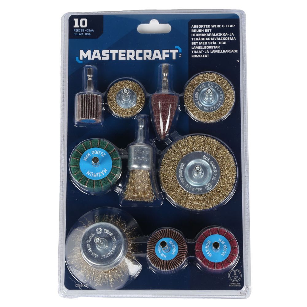 Mastercraft teräsharja ja hiomatarvikesarja 10 osaa