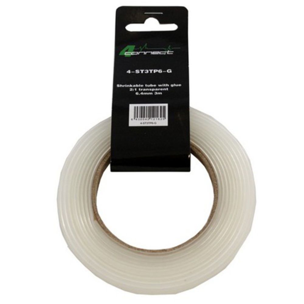 FOUR Connect krympslang med lim, 2:1 transparent 6,4 mm 3 m
