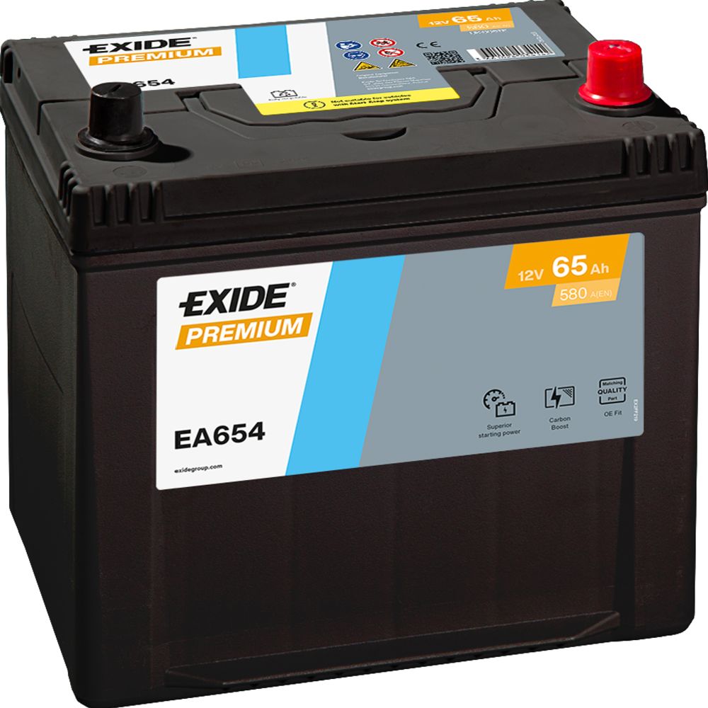 Exide EA654 65 Ah / 580 A akku P230 x L173 x K222 -+