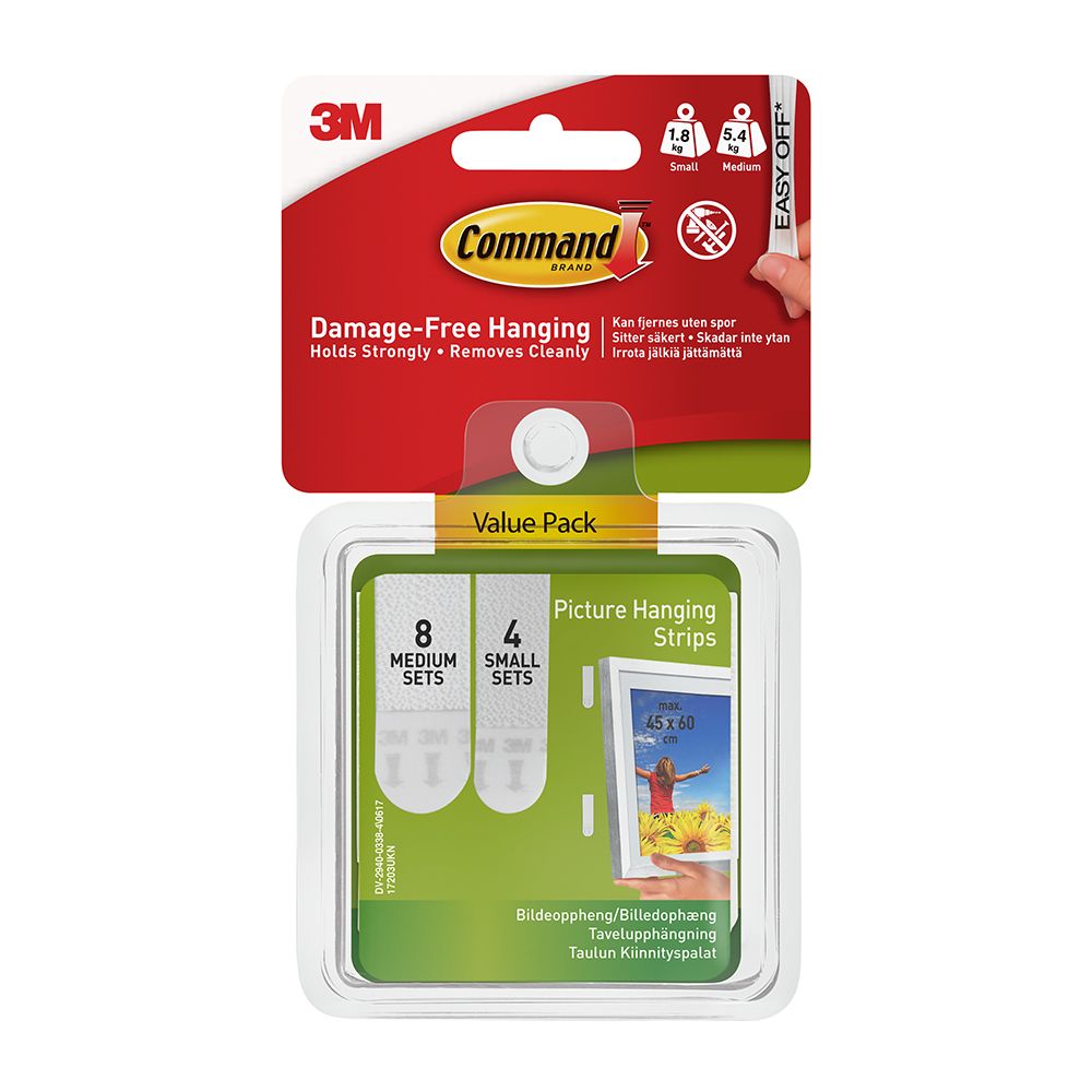 3M Command 17203 taulunkiinnityspalat pieni ja keskikoko 12 kpl