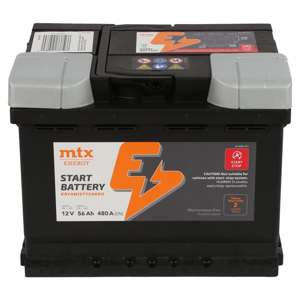 MTX Energy käivitusaku, 56 Ah / 480 A, P 242 x L 175 x K 190, -+