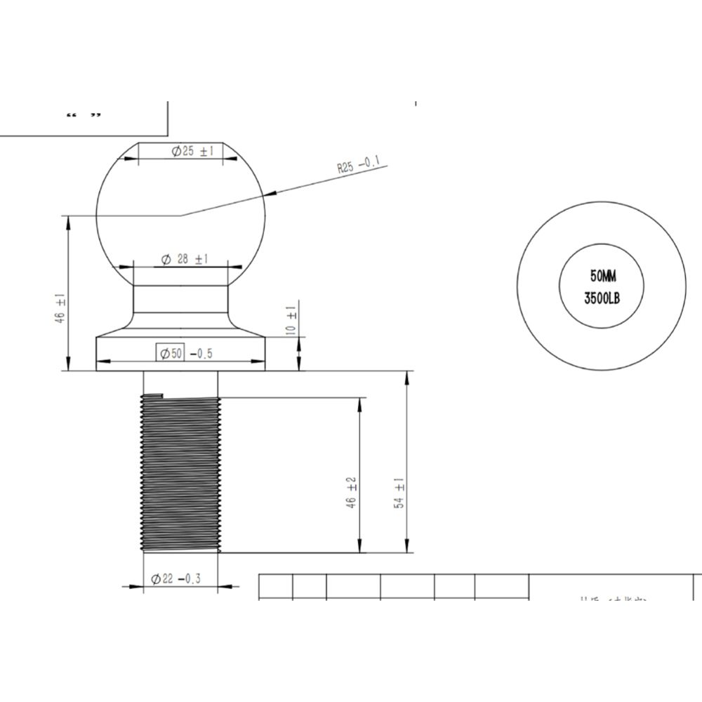 Vetokuula 50mm mutterikiinnitteinen