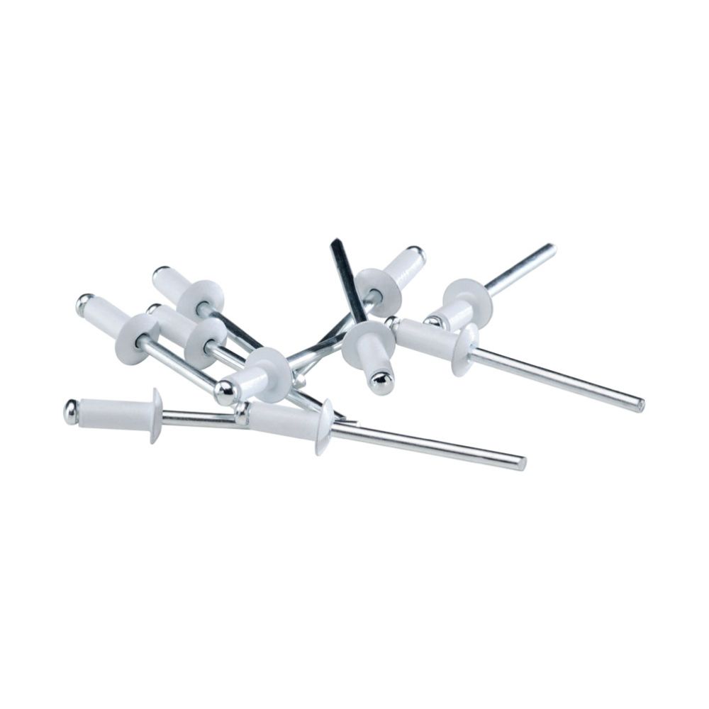 Rapid värviline alumiiniumist tõmbeneet, 4,8 x 12 mm, 50 tk + puur, valge