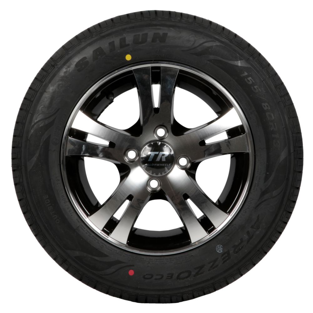 Peräkärryn rengas + alumiinivanne 155/80 R13 4x100, mustahopea vanne
