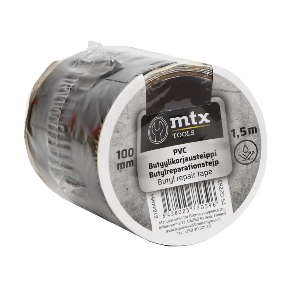MTX butyylikorjausteippi 100 mm x 1,5 m musta