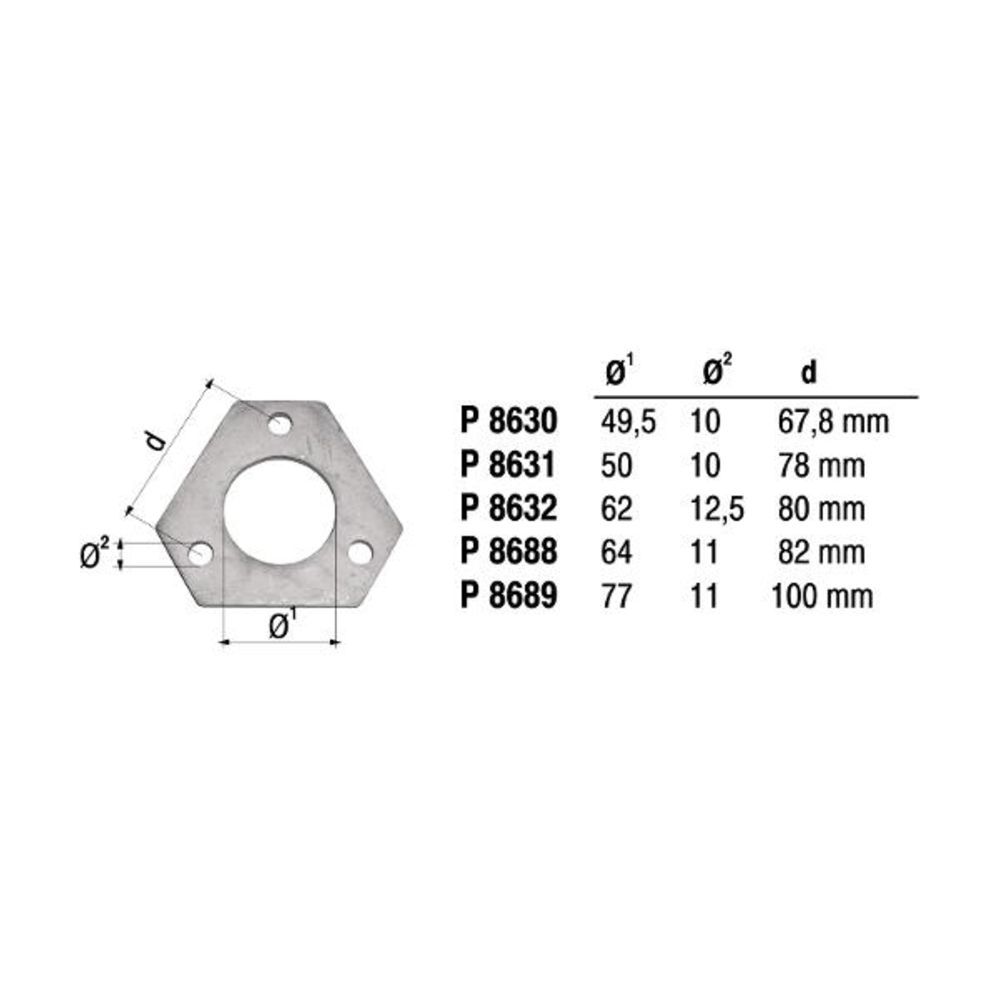 Pakoputkenlaippa kolmio 62mm
