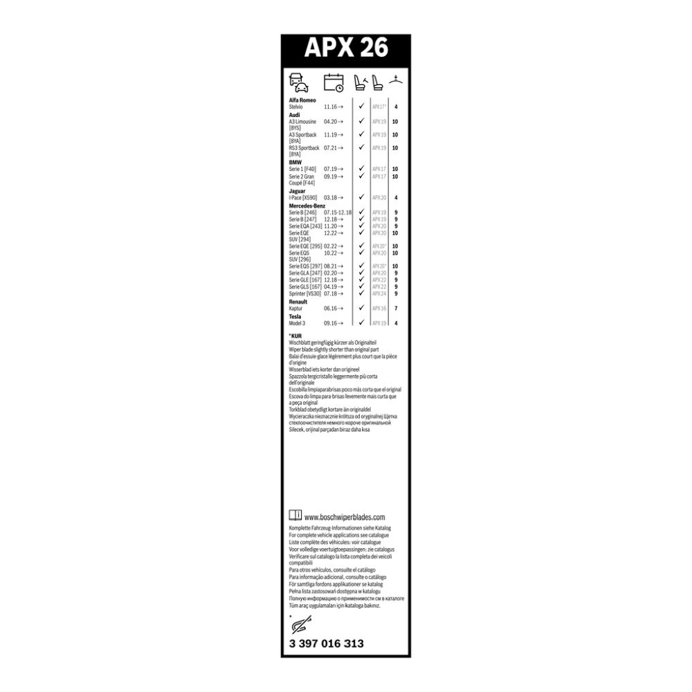 Bosch AeroTwin MultiClip APX26 pyyhkijänsulka 65 cm