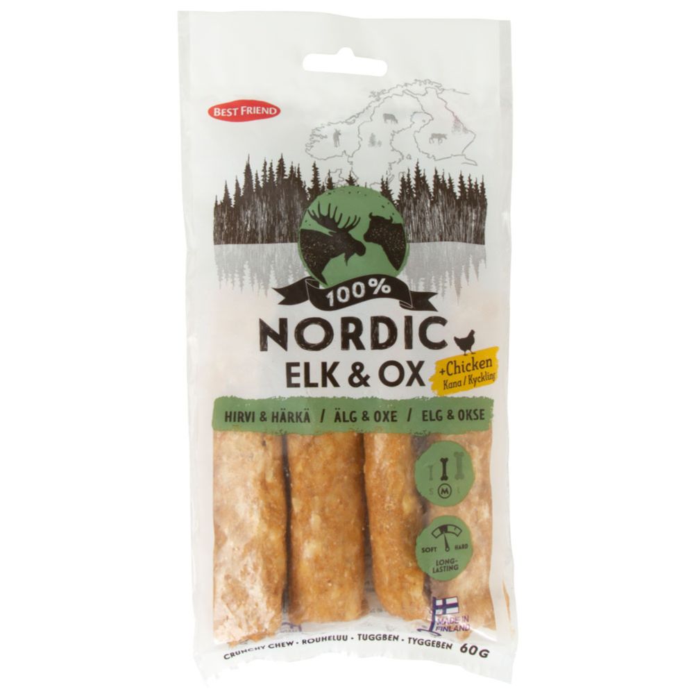 Best Friend Nordic Älg & Oxe + Kyckling Hypoallergenic tuggben 4 st. 60 g