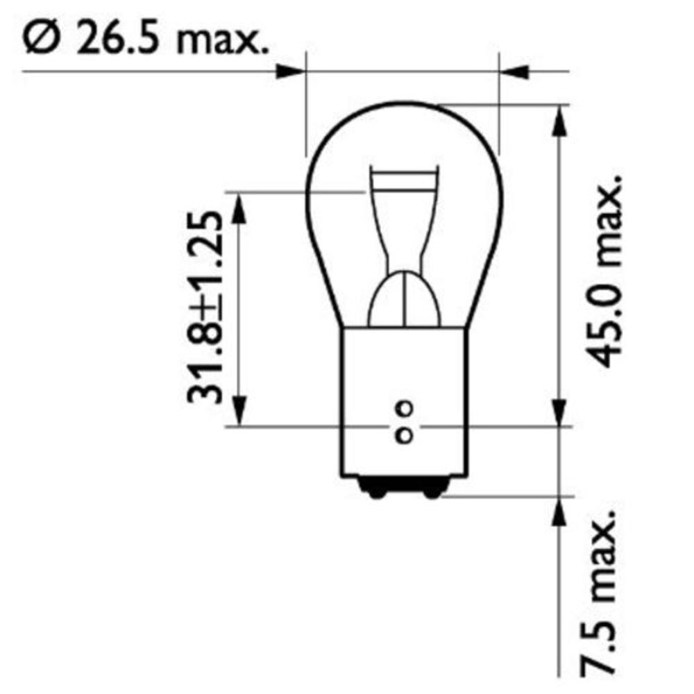 Philips Standard BAY15d-pirn, 24 V, 21/5 W, P21/5W, 10 tk
